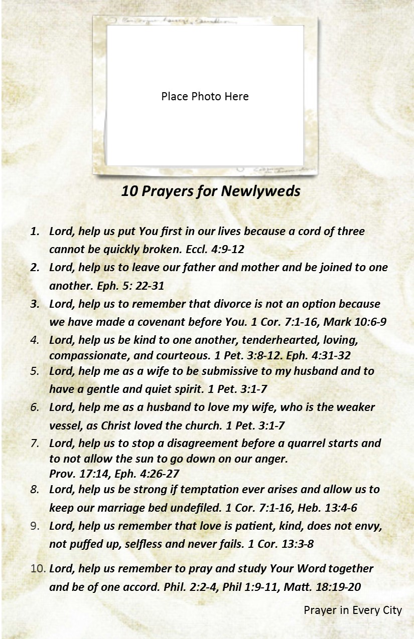 Newlyweds marriage prayer for Prayer For
